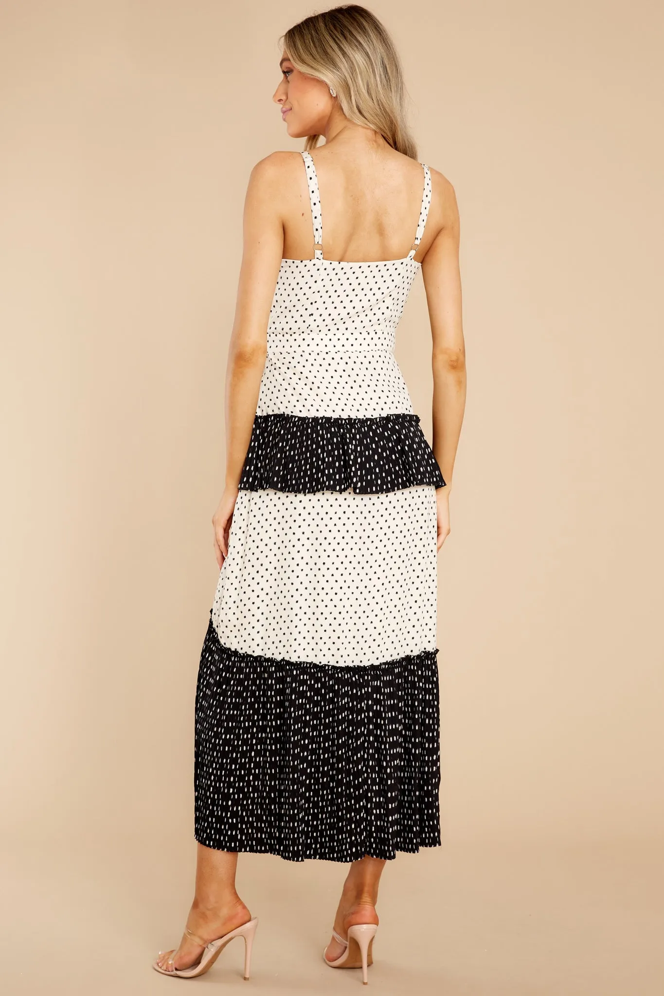 Ready Or Polka Dot Black And White Print Midi Dress