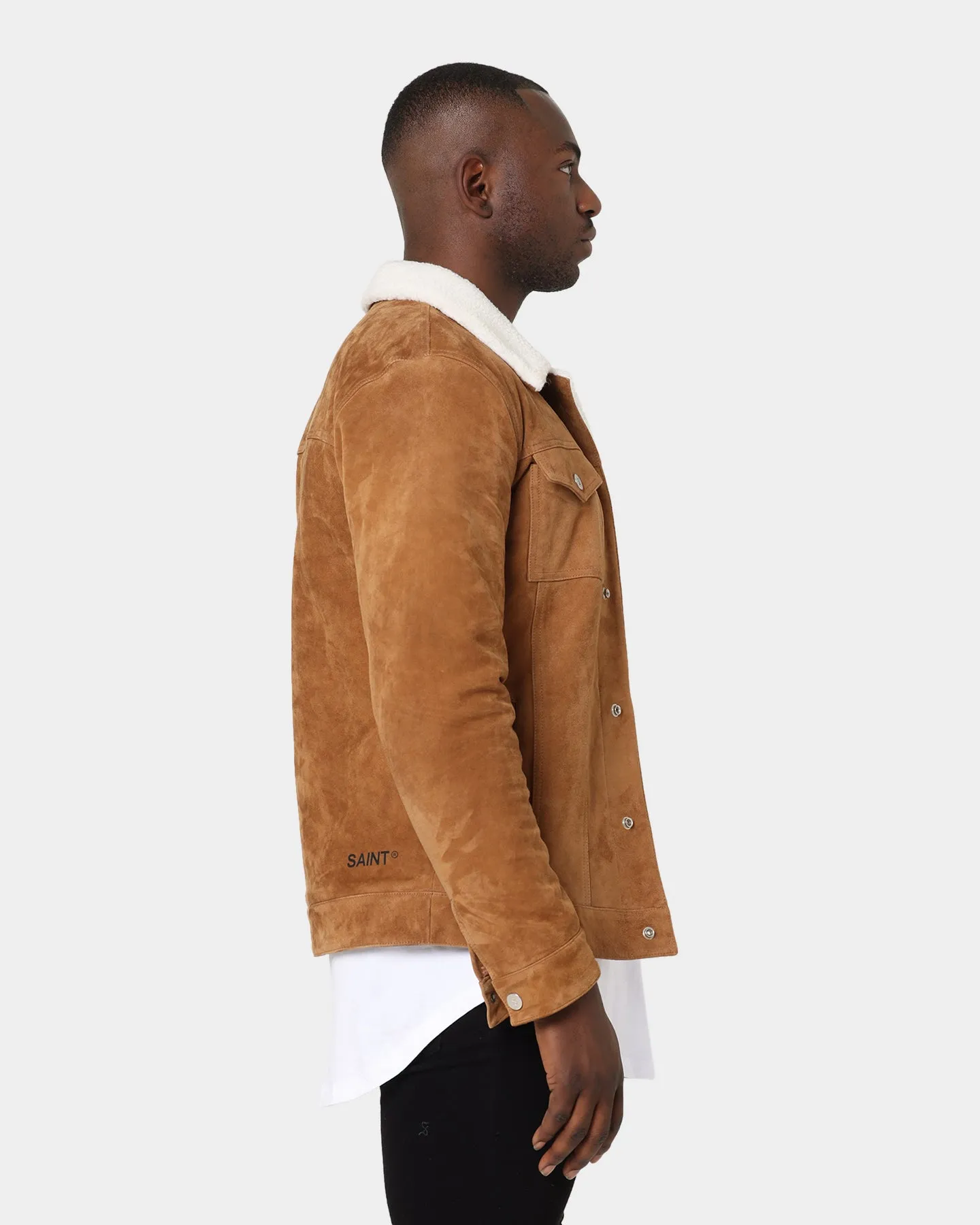 Saint Morta Suede Sherpa Jacket Tan/Cream