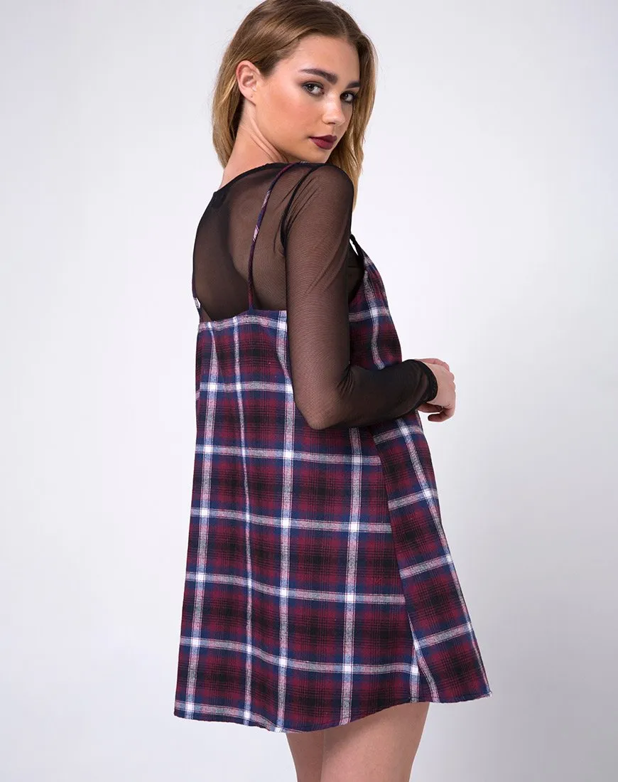 Sanna Slip Dress in Black Red White and Navy Plaid