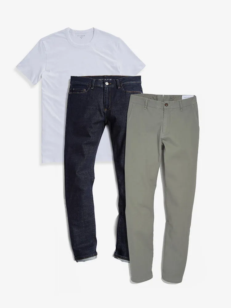 Set 02: 1 pair of Chinos   1 Driggs Tee   1 pair of Jeans