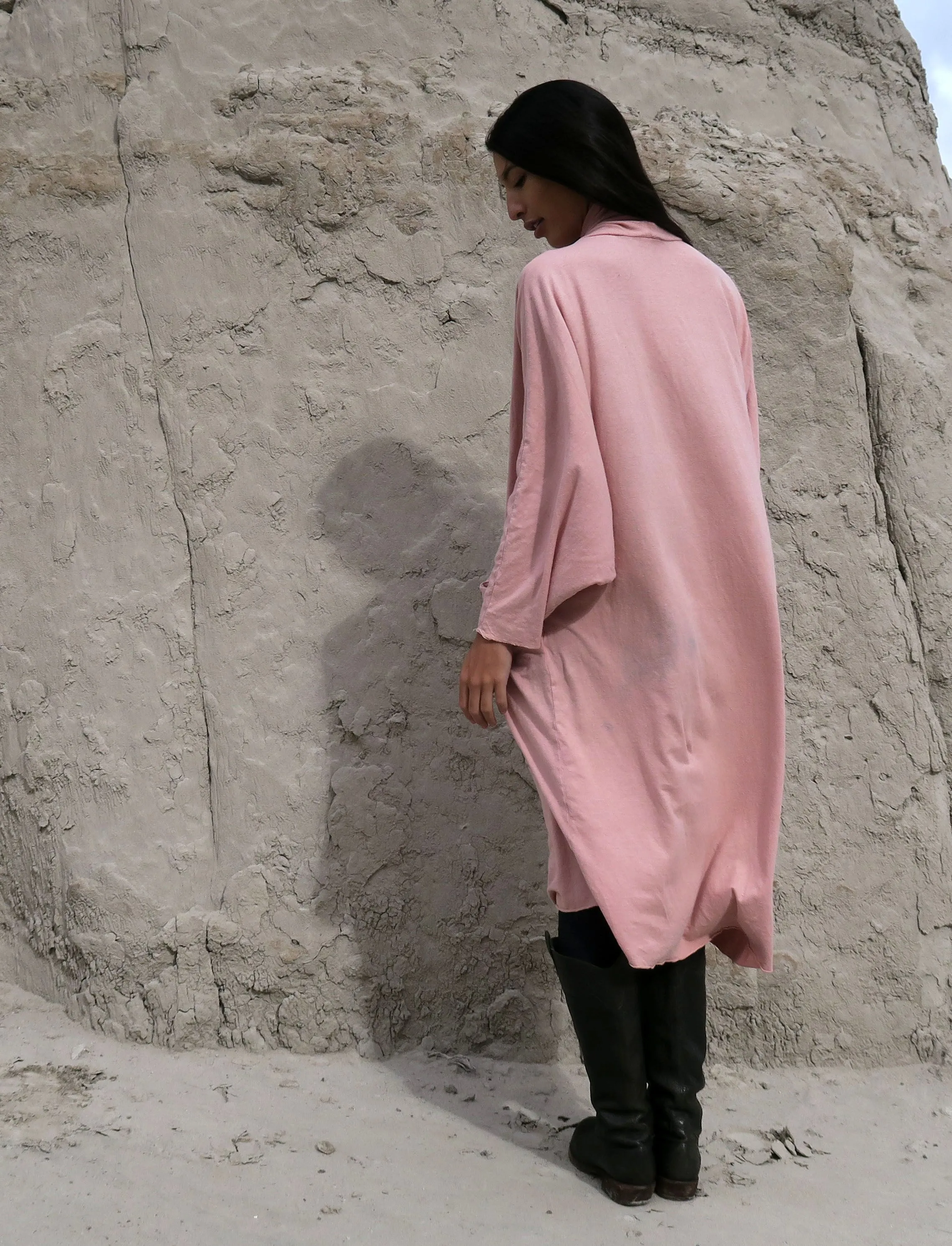 Shawl Collar Origami Below Knee Kaftan