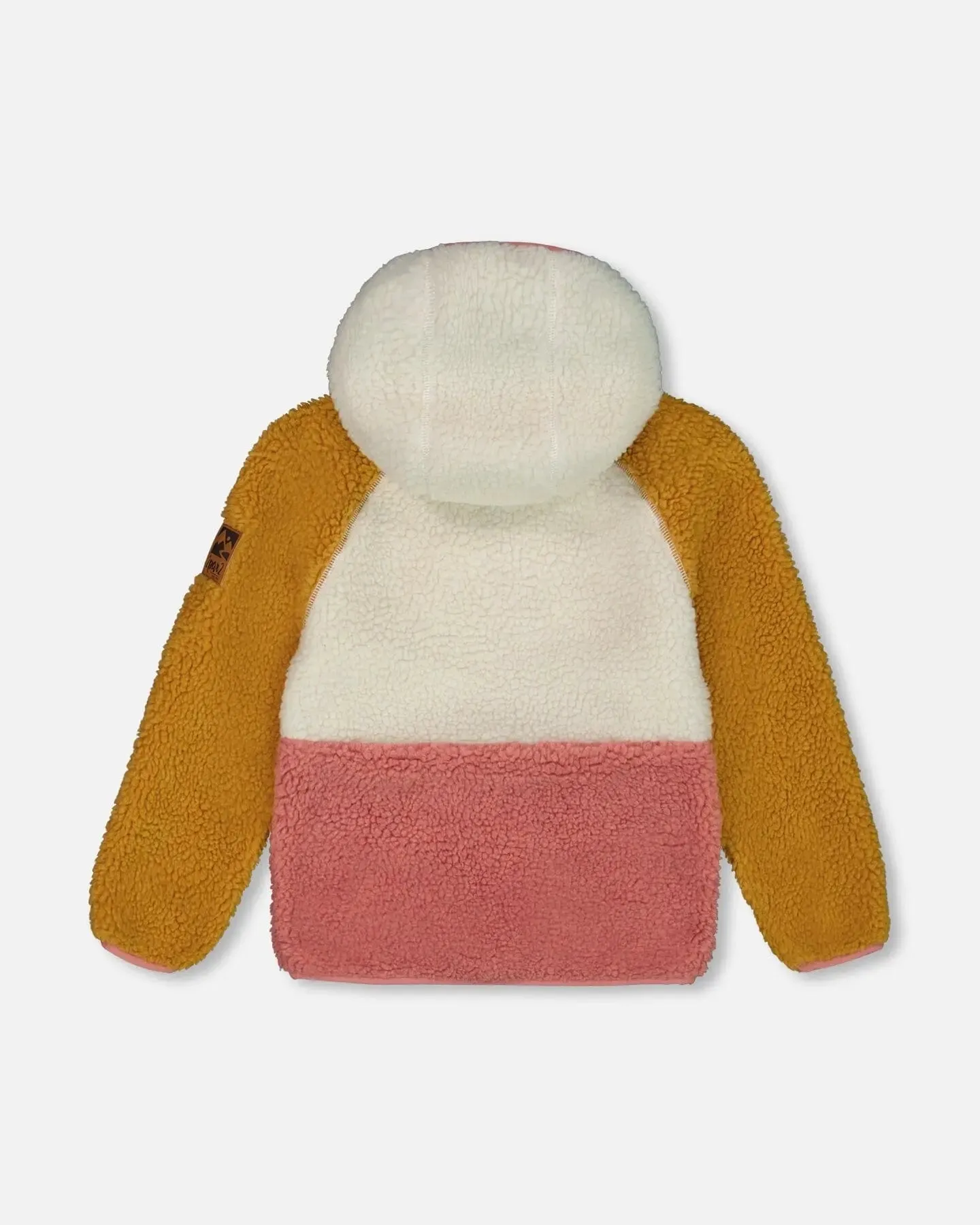 Sherpa Mid-Season Colorblock Jacket Orange, Off-White, And Old Pink