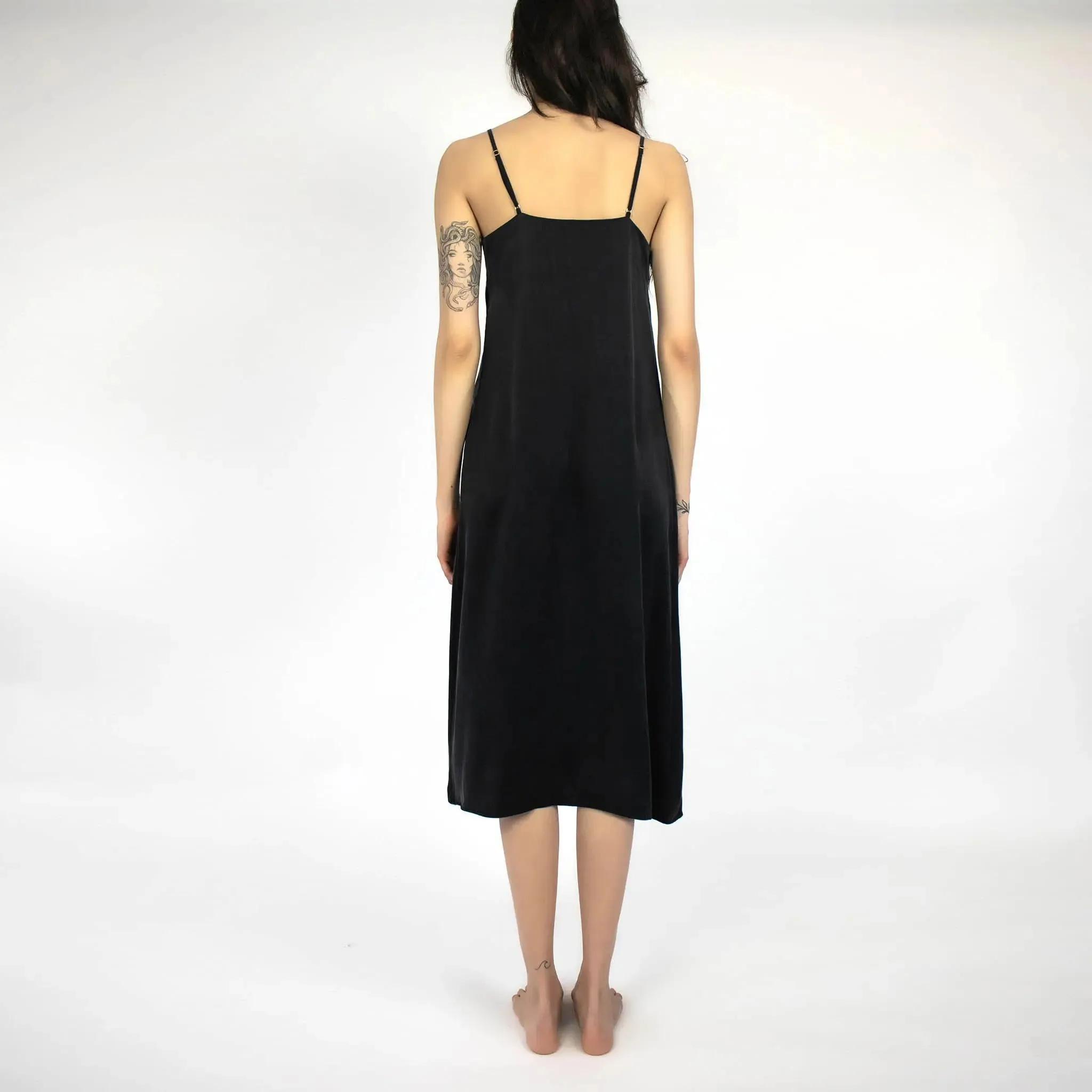 Silk Dreamscape Long Slip Black Dress