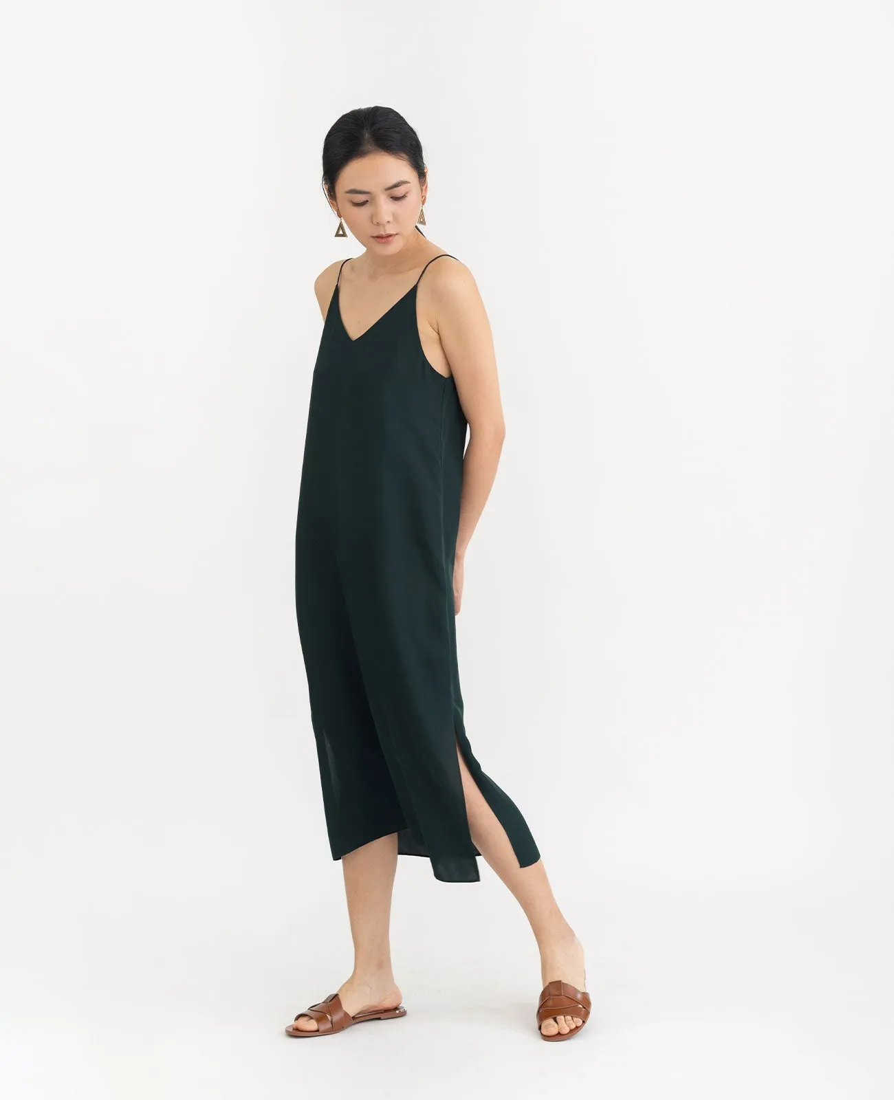 Silk V Neck Slip Dress