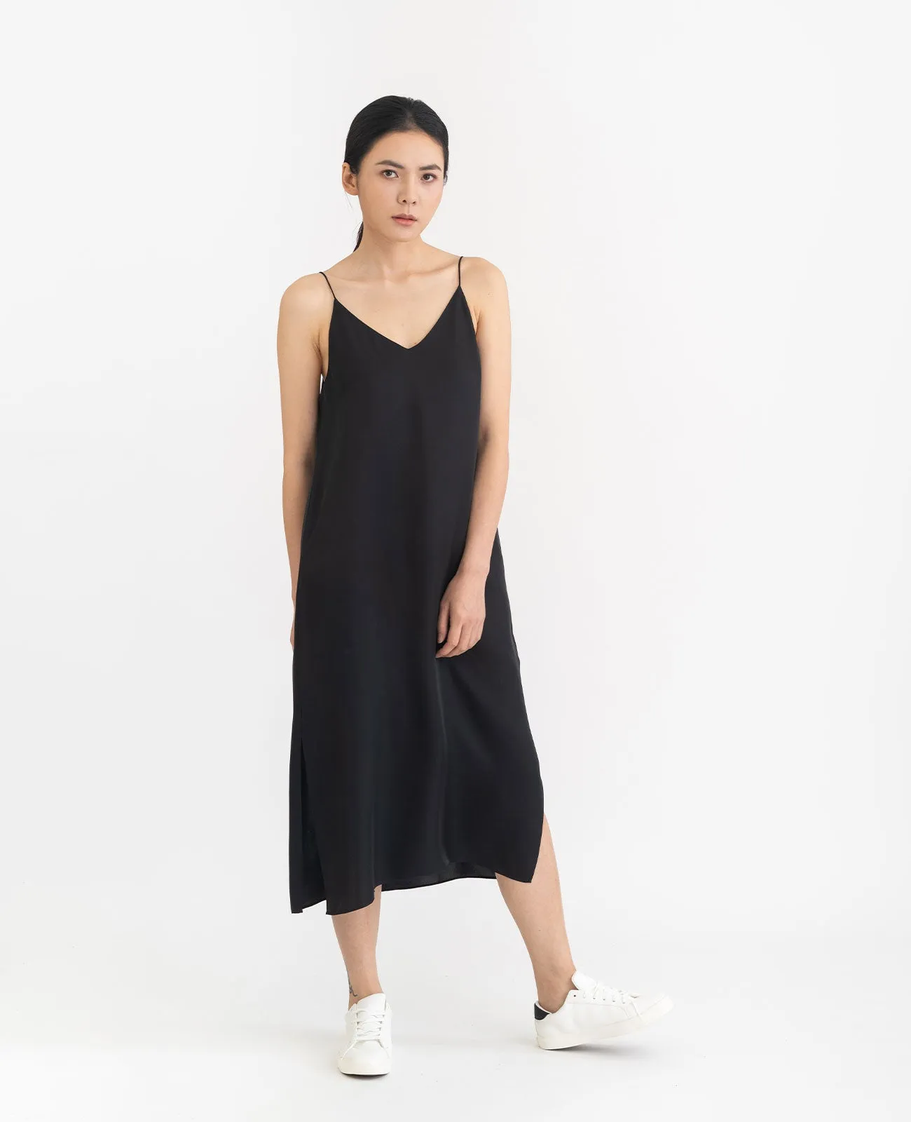 Silk V Neck Slip Dress