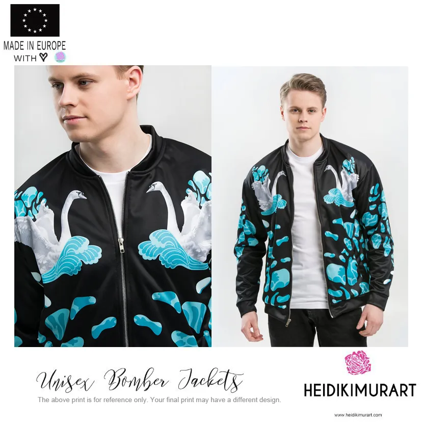 Snakeskin Print Unisex Bomber Jacket, Reptile Snake Skin Designer Fleece Jacket-Made in EU