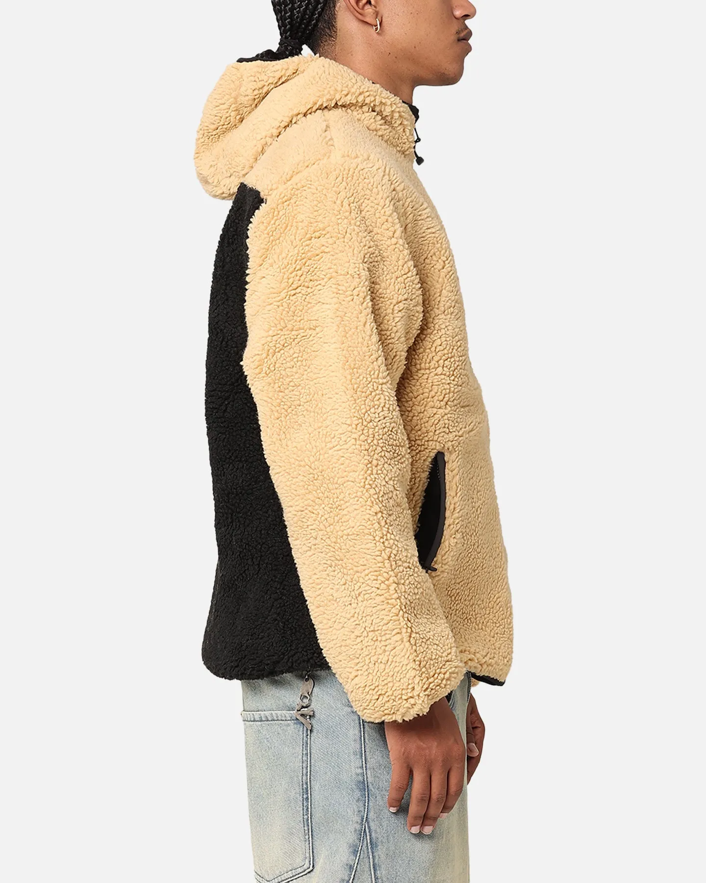 Stüssy 8 Ball Sherpa Reversible Hoodie Tan