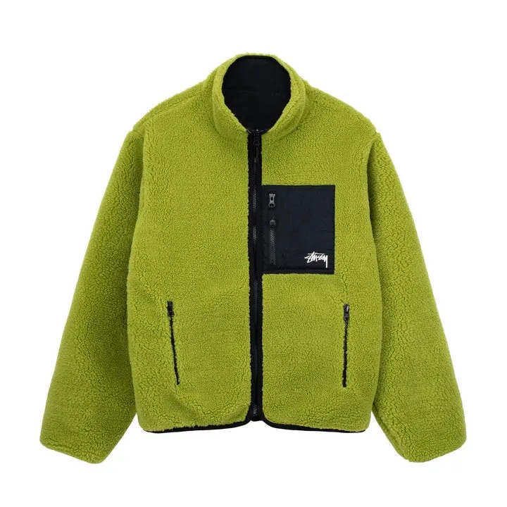 Stüssy Sherpa Reversible Jacket - Moss Green