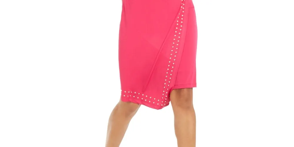 Thalia Sodi Women's Studded Wrap Sheath Dress Pink Size Small