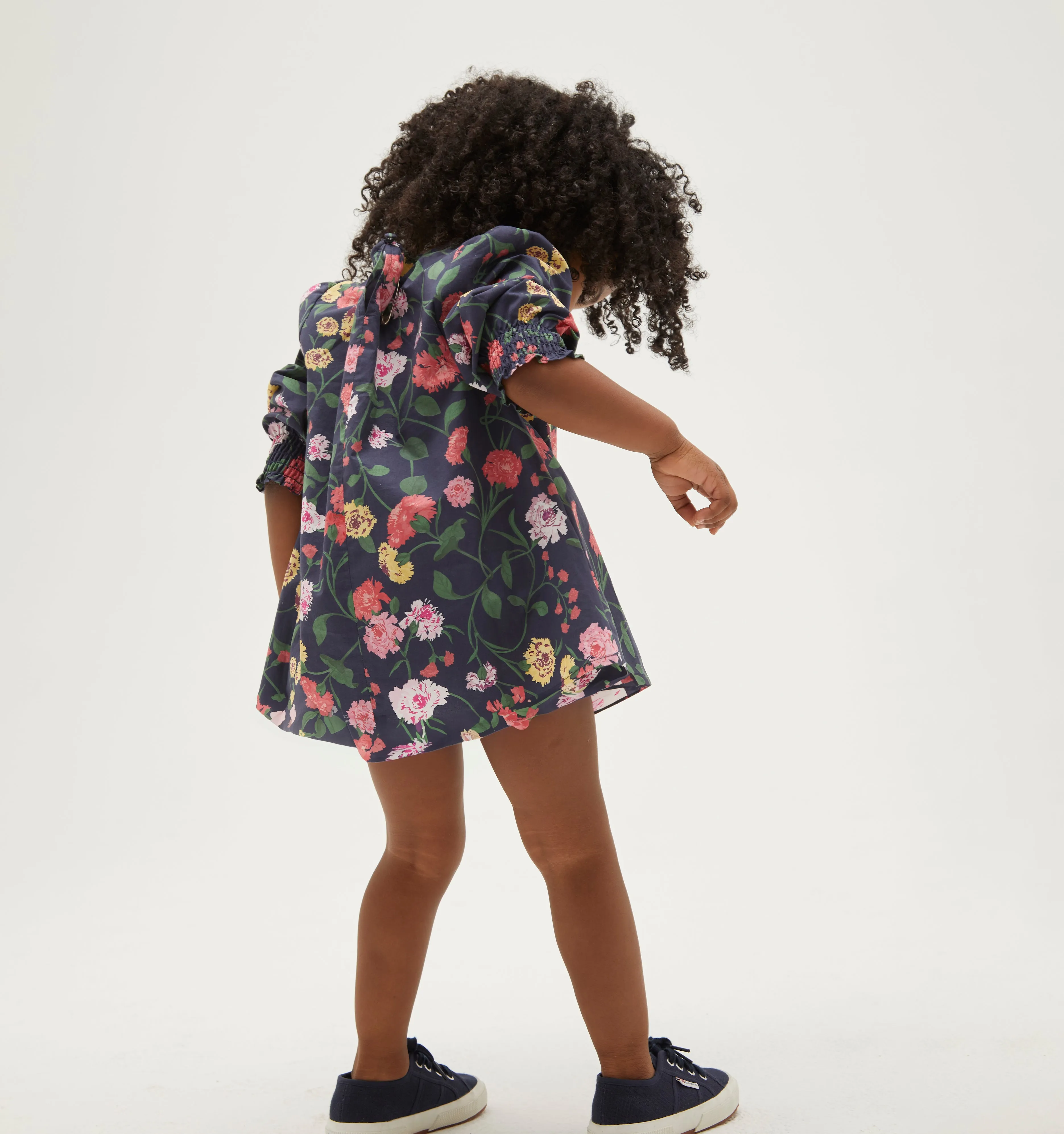 The Tiny Eloise Tunic - Navy Peony Bouquet Cotton