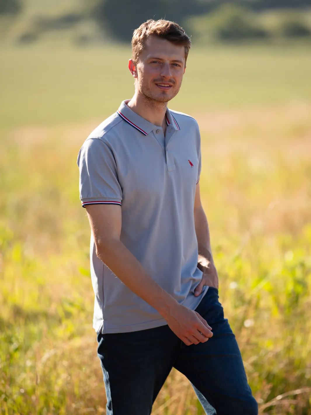 Tipped Polo Shirt - Grey