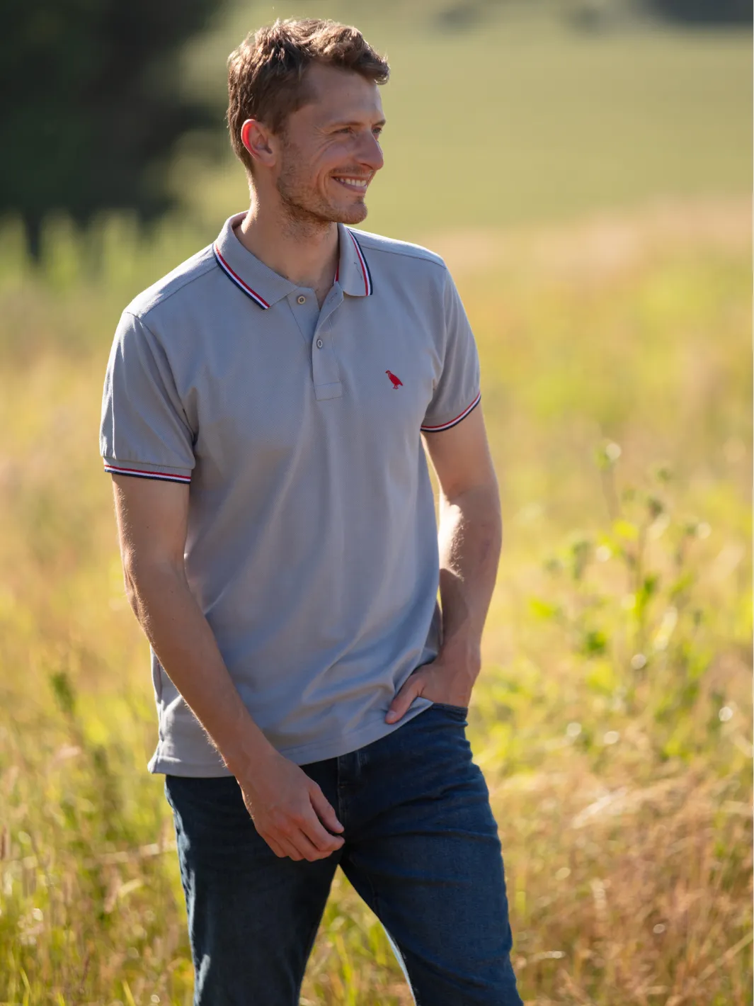 Tipped Polo Shirt - Grey