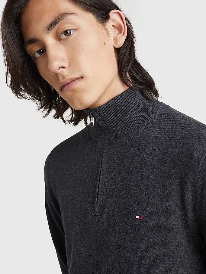 Tommy Hilfiger Cotton Cashmere Zip Neck Jumper