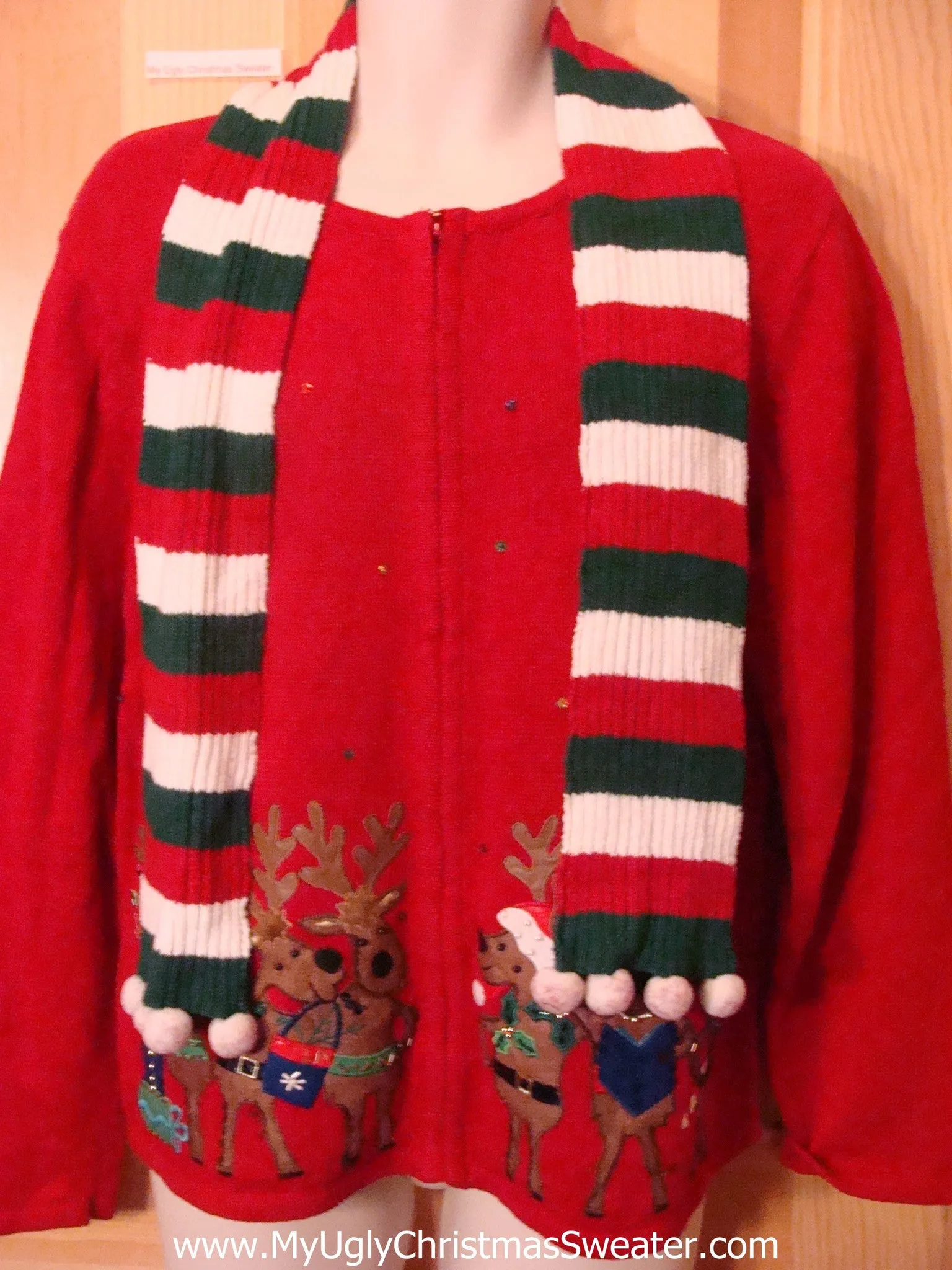 Ugly Christmas Sweater Reindeer and Scarf