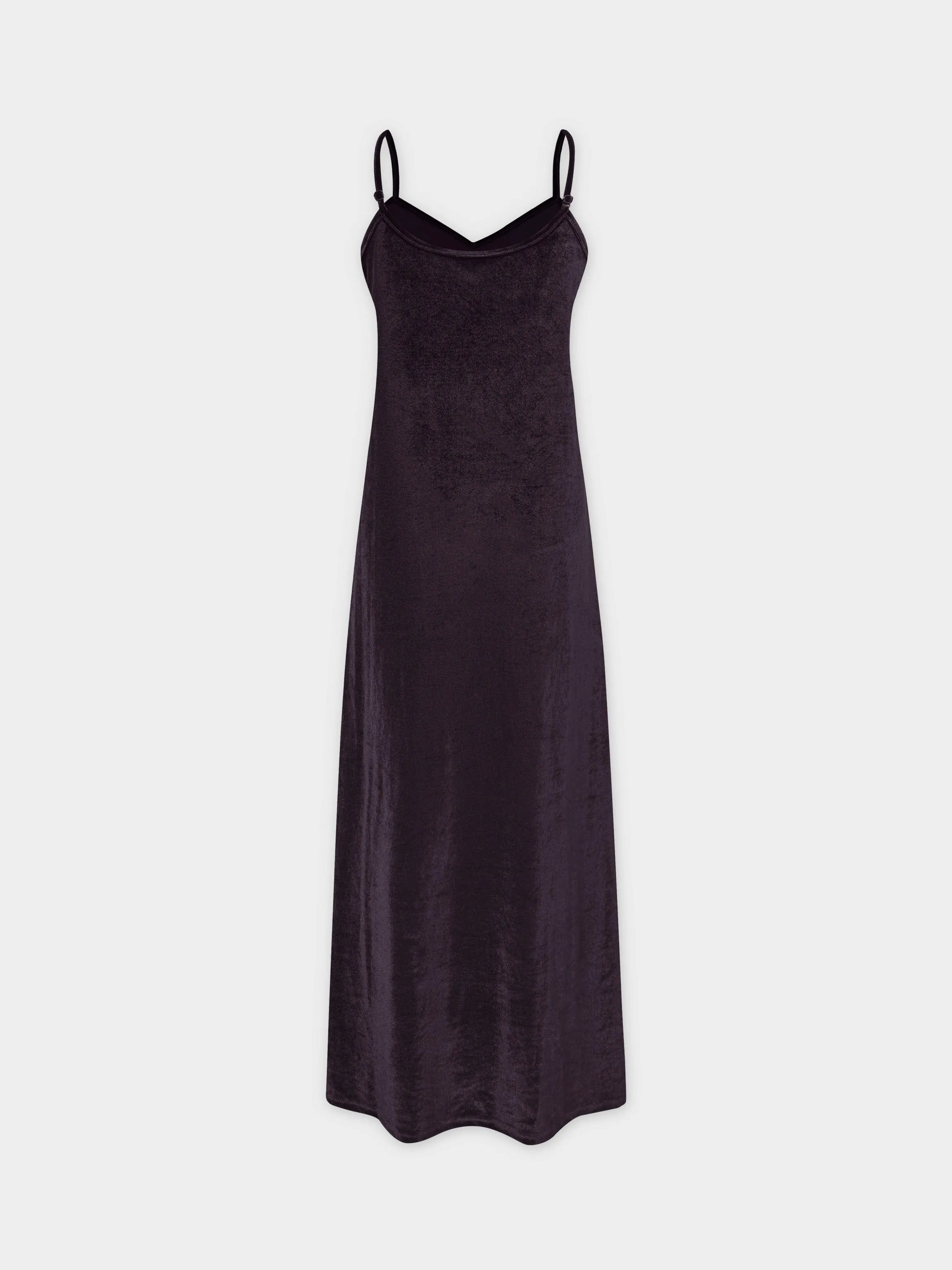 Velour Slip Dress - Brown