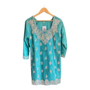 Vintage Teal Long Sleeve Tunic UK Size 18