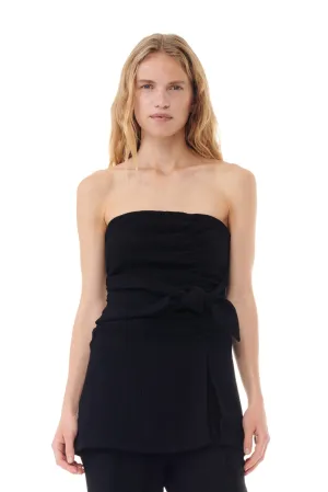 Viscose Stretch Crepe Strapless Top | Black