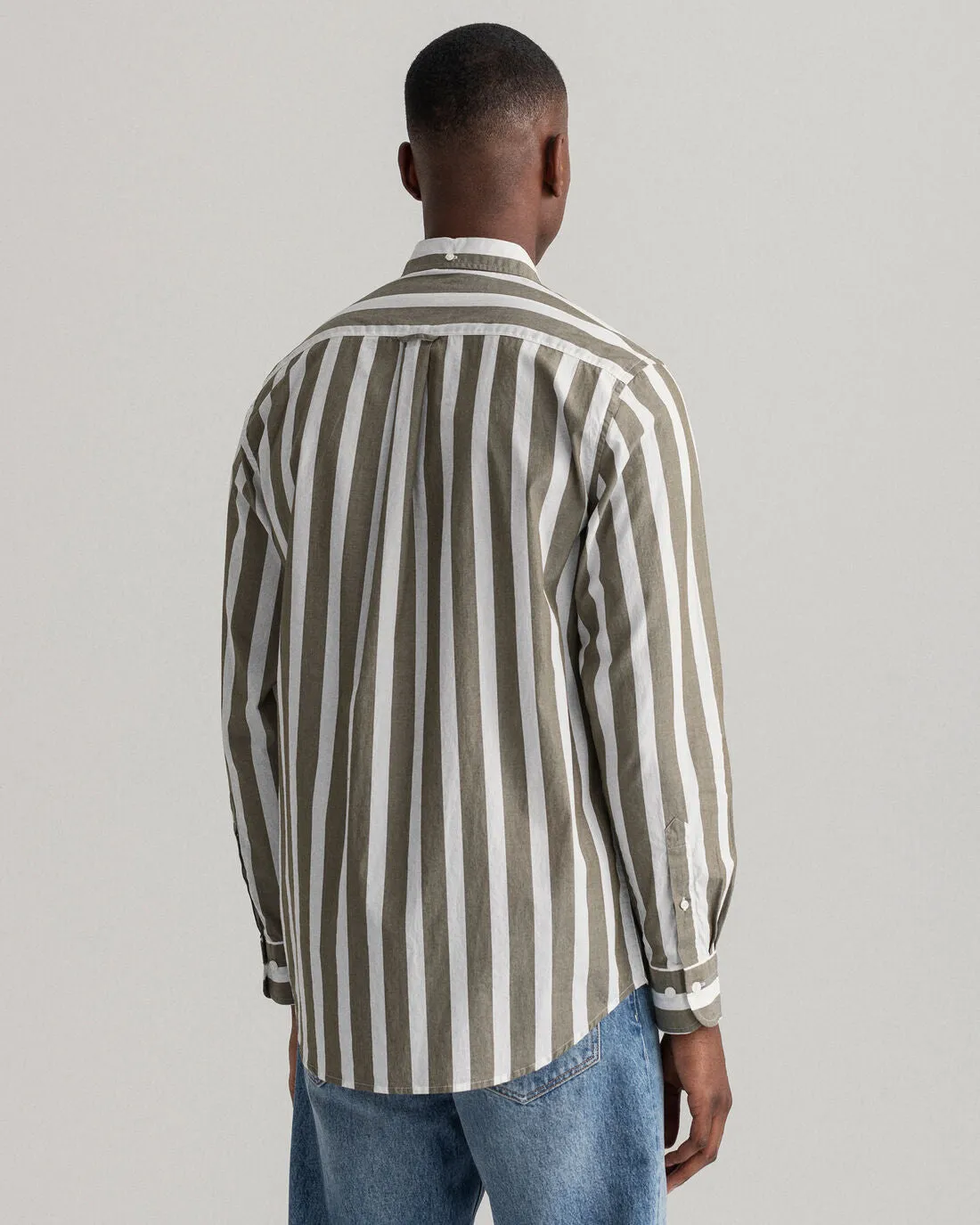 Wide Stripe Poplin Shirt - Racing Green/White | College Blue/White