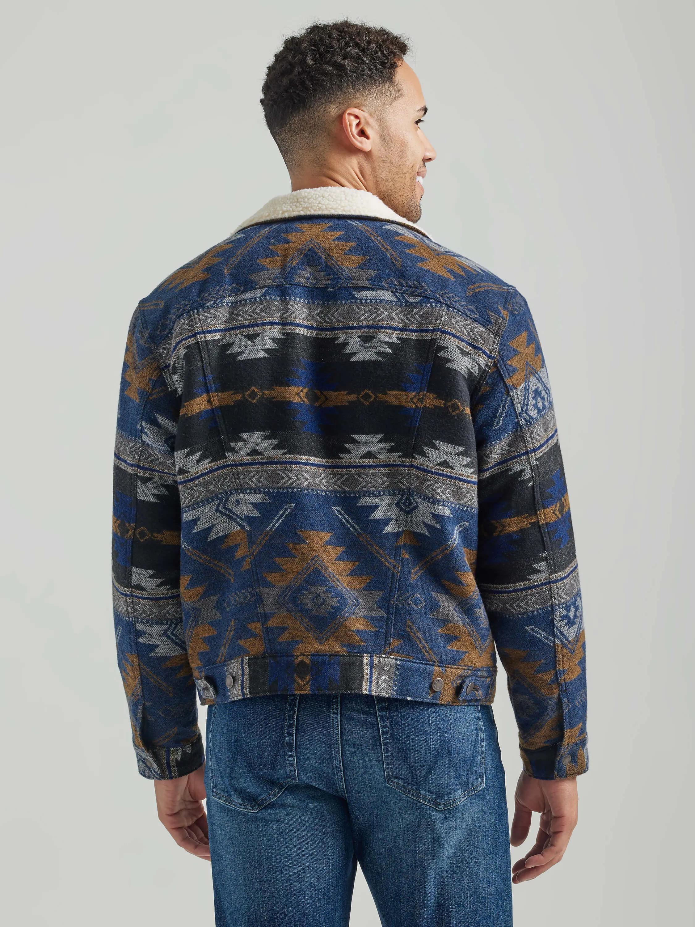 Wrangler | Blue Depths Jacquard Sherpa Lined Jacket