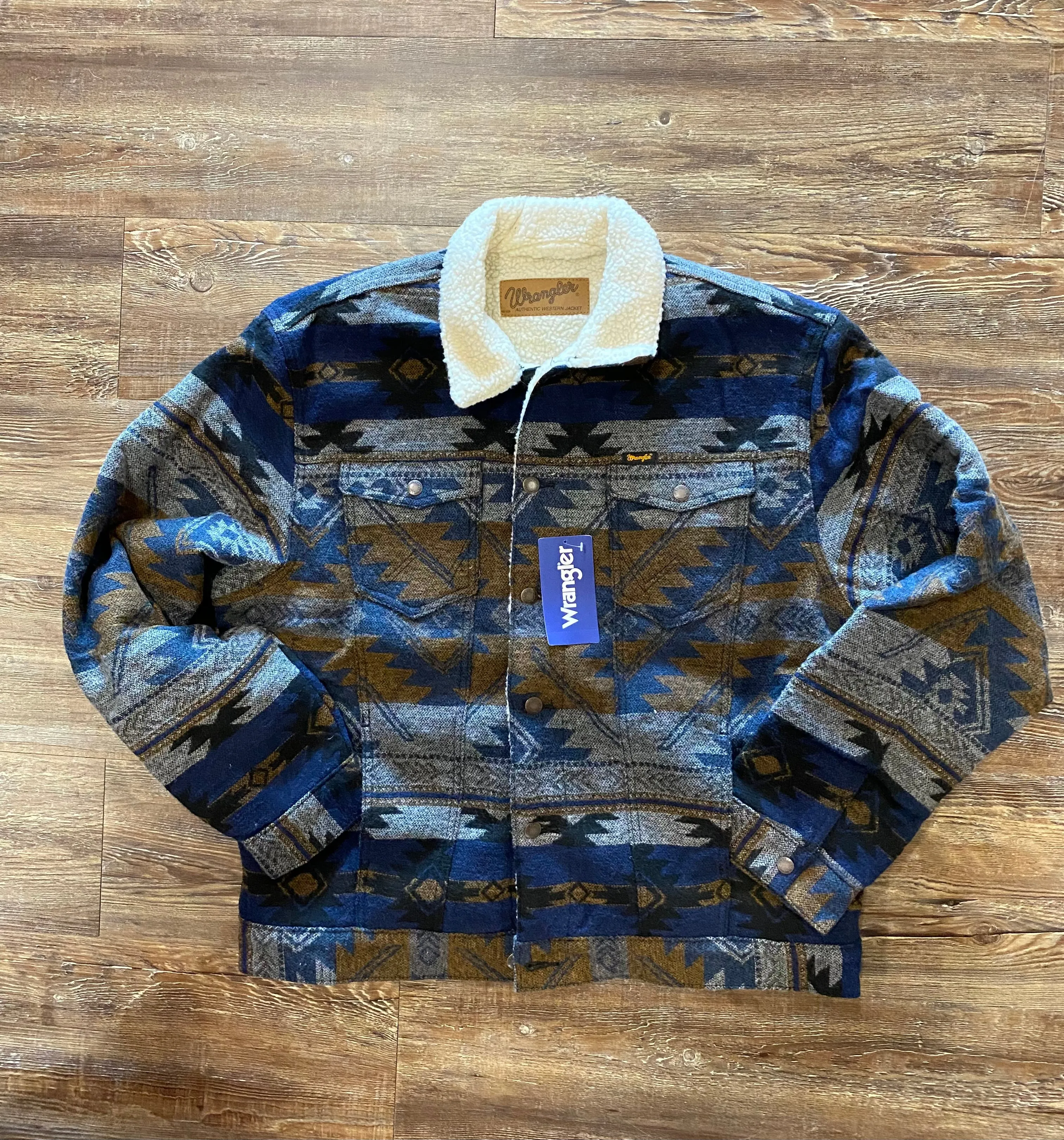 Wrangler | Blue Depths Jacquard Sherpa Lined Jacket