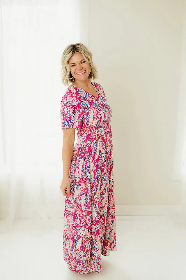 Wrap V Floral Maxi