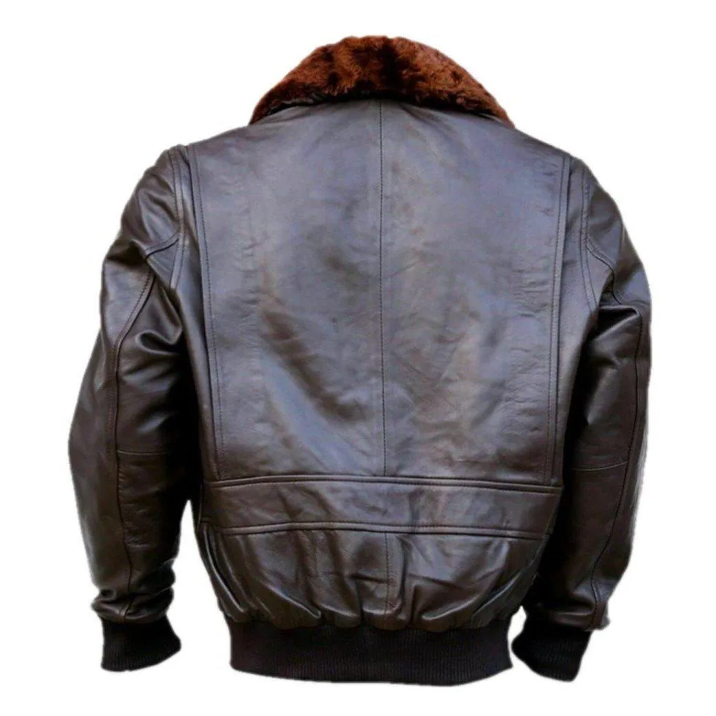 WWII Navy G1 Flight Genuine Leather Bomber jacket With Warm Quilted Lining