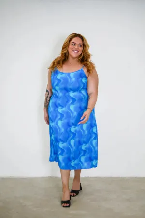 Yasameen Slip Dress in Sea Wave